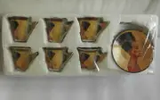 FATHI MAHMOUD Egyptian Nefertiti Coffee Collectible Set 6 Cups + Saucer NEW