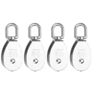 M50 Single Pulley Block, 4pcs 304 Stainless Steel Lifting Crane Pulley, Silver
