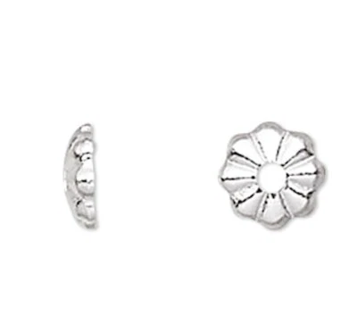 Bead Cap, 1000 Silver Plated Brass 3x1mm Mini Ribbed Bead Caps to Fit 2-4mm Bead