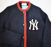 ️ Auth GUCCI NY YANKEES™ Patch WOOL & ALPACA KNIT Long Cardigan Coatigan L