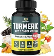 Turmeric Curcumin + Apple Cinder Vinegar Capsules, with Ashwagandha, Ginger, Garlic Bulb, 95% Standardized Curcuminoids