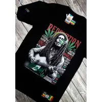 在飛比找蝦皮購物優惠-Hitam T 恤 BOB MARLEY REDEMPTIO