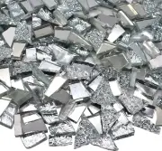 Silver Mixed Irregular Glass Scraps Mosaic Tiles for Art Crafts, 9Oz Value Pack