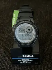 Casio Illuminator Digital Watch Men Black World Time 3198 AE-1000W