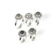 Wholesale 5pc 925 Solid Sterling Silver Labradorite Ring Lot n827