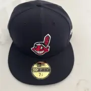 Cleveland Indians Chief Wahoo New Era 59fifty Black Red UV Sz 7 1/4