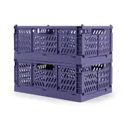 2 Pack Stackable Plastic Storage Crates for Office Home Kitchen Bedroom