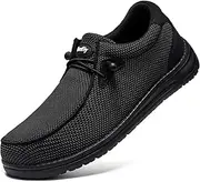 [Tinefiy] Steel Toe Shoes for Women Lightweight Comfortable Slip On Steel Toe Sneakers Cushion Safety Work Shoes Walking Casual Flats Shoes