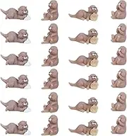 Vagocom 24Pcs Miniature Otters Figurines,Small Animal Figures Decorate for Fairy Garden,Garden Moss Landscapes,Pot,Office Desk,Bookshelf,Bedside,Cute Animal Statues & Cartoon Crafts
