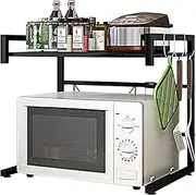 Microwave Shelf Kitchen Organiser Oven Rack Toaster Stand Shelf Storage Metal Cabinet Shelving Kitchen Supplies Tableware (Black)