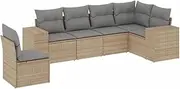 vidaXL Garden Modular Sofa Set - PE Rattan Outdoor Lounge with Cushions, Beige & Light Grey, Patios/Decks/Gardens