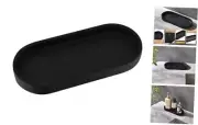 Bathroom Vanity Tray, Matte Black Round Soap Dispenser Tray for Bathroom