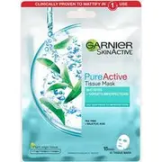 Garnier Pure Active Tea Tree and Salicylic Acid Sheet Mask 23g, White