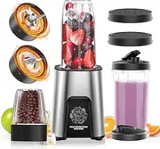 Smoothie Blender, 850W Personal Blender for Shakes and Smoothies, Blenders for Kitchen, Smoothie Juice Mixer with 2x 650ml Travel Cups & 300ml Grinding Cup,Smoothie Maker with BPA-Free