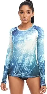 [RPLIFE] Galactic Bloom Blue Women's Long Sleeve Running Top, XS-XL Uv Shirts for Women