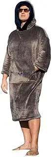 Surf Poncho, Bath Poncho, Towel Poncho with Hood, Women, Men and Teenagers, Ultralight and Quick-Drying, Warm, Breathable, gray, Medium