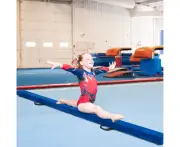 Costway 7FT Gymnastic Beam Floor Balance Beam w/Handles/Wood Base/Anti-slip Bottom Blue