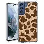 For Samsung Galaxy S20 S21 S23 S24 FE 5g TPU Case+Glass(Cow Skin Brown)