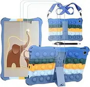 BMPNLSZ Cover for Lenovo Tab M8 4rd Gen + 3 HD Tempered Glass, Silicone Shell Bumper Protective Back Case - Scratch Screen Protector (8,0"), Lanyard + Touchscreen Pen, Blue3