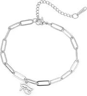 [UNIFT] Eye of Horus Bracelets Anklets Stainless Steel Stainless Steel Chic Simple Ancient Egyptian Symbol Eye of Horus Paperclip Bracelet Anklet Protective Amulet Jewelry