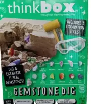 THINK BOX GEMSTONE DIG ~ 3 EXCAVATION TOOLS ~ 6 REAL GEMSTONES