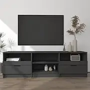 TV Stand Media Storage, Table Center Modern Style, Rack Shelf - Entertainment Cabinet for Living Room, Bedroom - Black Engineered Wood - 150x33.5x45 cm
