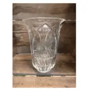 Vintage Glass Lead Crystal Lamp Shade Embossed Nativity Scene Globe Hurricane Up