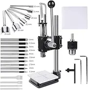 AOOK Leather Hole Puncher Hand Punching Manual Punch Arbor Press.Round Solid Post & ductile Iron Base for DIY Parts Punching,Forming Pressing (Square Head Press with All Accessories)