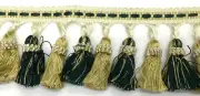 Tassel Fringe Trim 3.5" for Drapery Curtains Upholstery Pillows / Green & Gold