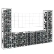 U-shape Gabion Basket 2 Posts Iron 140x20x100cm Wire Fence Wall Cage Fencing