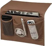 Surblue Bedside Caddy 4 Pockets Bedside Storage Organizer for TV Remote Control Phone Glasses Magazine (Coffee)