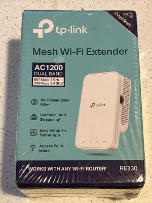Brand new sealed TP-link AC1200 Mesh Wifi Extender RE330- Wifi Dead zone killer