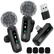 2 Pack Wireless Lavalier Microphone for Android Phone, Mini Microphone for Vi...