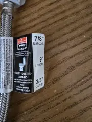Fluid Master Pro Toilet Supply Line 9"- 7/8"Ballcock, 3/8"Comp.