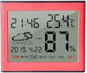 Thermometer Adjustable Electronic Hygrometer with Bracket Hanging Detector Weather Station Temperature Humidity Meter, Orange Pink