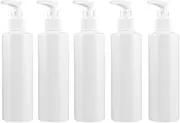 BESPORTBLE 5pcs Empty Pump Bottles 250ML Plastic Pump Dispenser Bottles Refillable Liquid Soap Container for Lotion Massage Oil Shampoo White