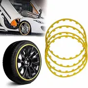 4-Piece Set of Wheel Edge Protectors (17-21 Inches) - Yellow Nylon Rim Protection Strips for Cars, SUVs and Trucks - Anti-Scratch Trim for Easy Installation, Universal Adaptation,19inch