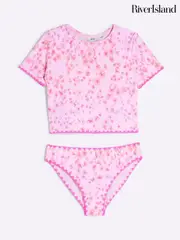 River Island Pink Girls Sunsafe Leopard Print Bikini (H54045) | $42