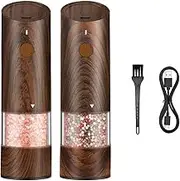 Aswalling Electric Salt and Pepper Grinder Set-Automatic Pepper and Salt Grinder Refillable with 6Adjustable Coarseness Adjustable