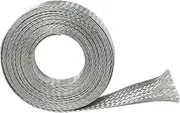 Tinned Copper Braid Cable Wire Shielding Sleeve Ground Straps Protection Flat Metal Mesh Flexible Expandable (9/16 in Wide(0.36 in Dia)-15ft)