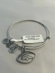Alex and Ani Denver Broncos Silver Tone bangle charm bracelet
