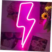 Neon Signs Lightning Bolt Neon Light Sign for Wall Decor, Battery or USB Pink