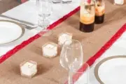 Red Burlap and Lace Vintage Hessian Table Runner