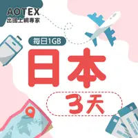 在飛比找PChome24h購物優惠-【AOTEX】3天日本上網卡每日1GB高速流量吃到飽日本SI