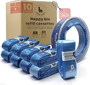 10 Refills Compatible with Angelcare Refill Cassettes, Round Cassettes, Nappy Bin Refill Cassettes and Bags Compatible with Angelcare Nappy Bins (9 Bags and 1 Refill Cassette)