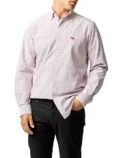 [Rodd & Gunn] Gunn Oxford Stripe 4 Long Sleeve Sports Fit Shirt in Poppy