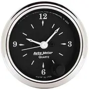 Autometer Old Tyme Black Clock Quartz Movement With Second Hand - 2 1/16 Inch, AU1785