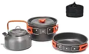 Aomiun Camping Cookware Set Portable Picnic Cookware Kit Alumina Pot Frying Pan Set with Storage Bag Outdoor Travel Cooking Equipment for 1-2 Person