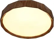 Lexi Lighting Irene CCT LED Ceiling Light, 3 Color Temps, Minimalist Round Plastic Ceiling Light Fixture with Water Transfer Wood Grain Design for Living Room, Bedroom, Kitchen (28W, Dia 48cm)