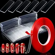 100 Pieces Nail Design Tips Display Stand Holder with 10 M Double Sided Tape Nail Design Practice Holder and Removable Mounting Tape for Home Wall office Decor